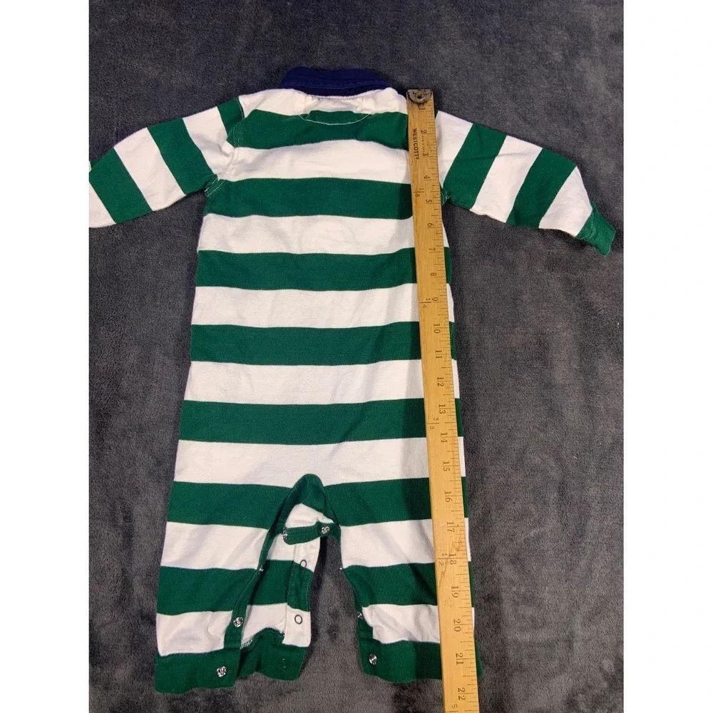 Ralph Lauren Polo Bear Baby One-Piece 9 Months Green 100% Cotton